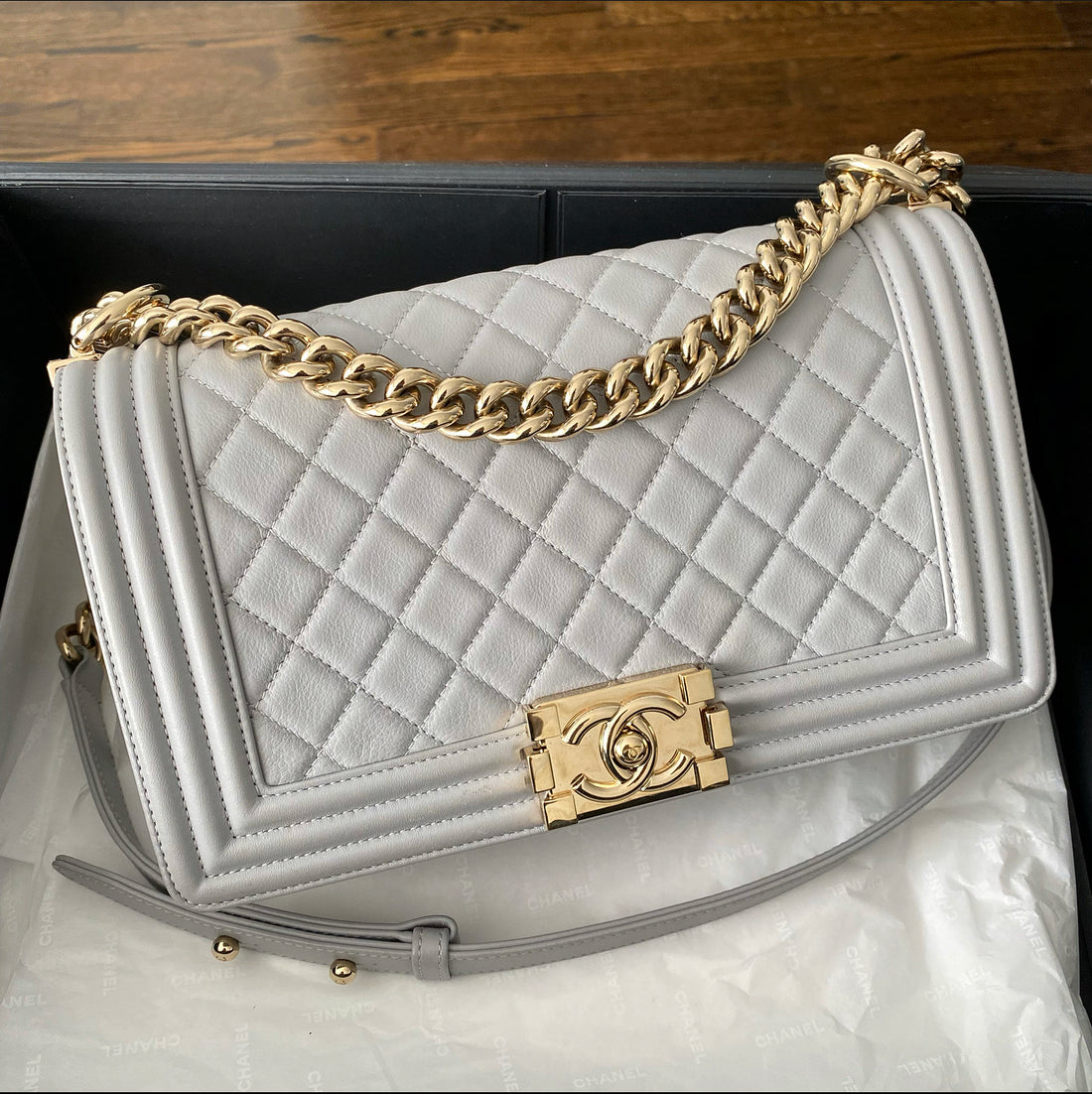 CHANEL BOY 11 GREY CAVIAR GHW  bagnifiquethailand