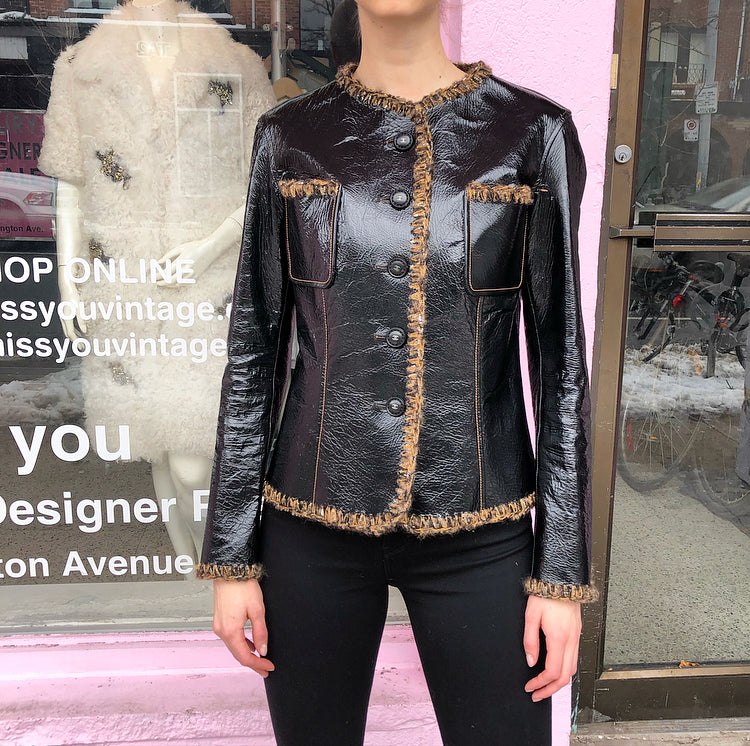 Chanel Black Quilted Leather Jacket 38 Fr