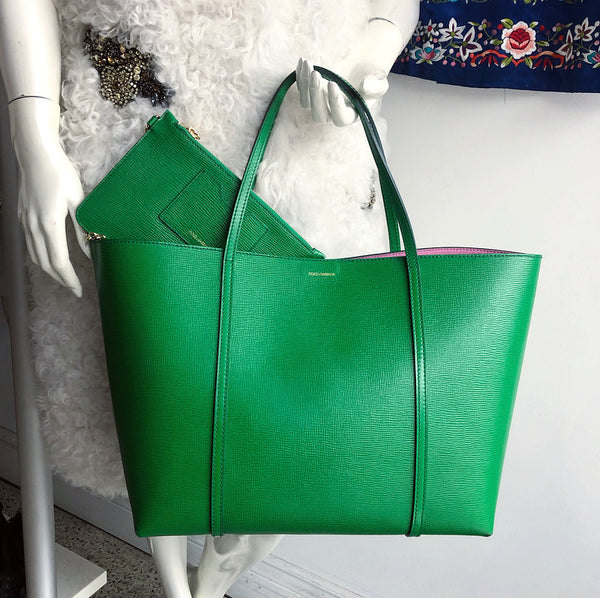 Dolce & Gabbana Miss Escape Green Tote Bag with Pouch – I MISS YOU VINTAGE