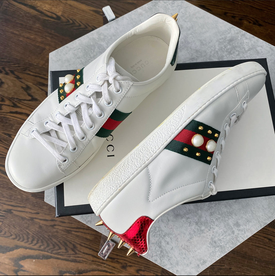 Gucci Ace White Green Red Spike Detail - 39 / 9 – I MISS YOU