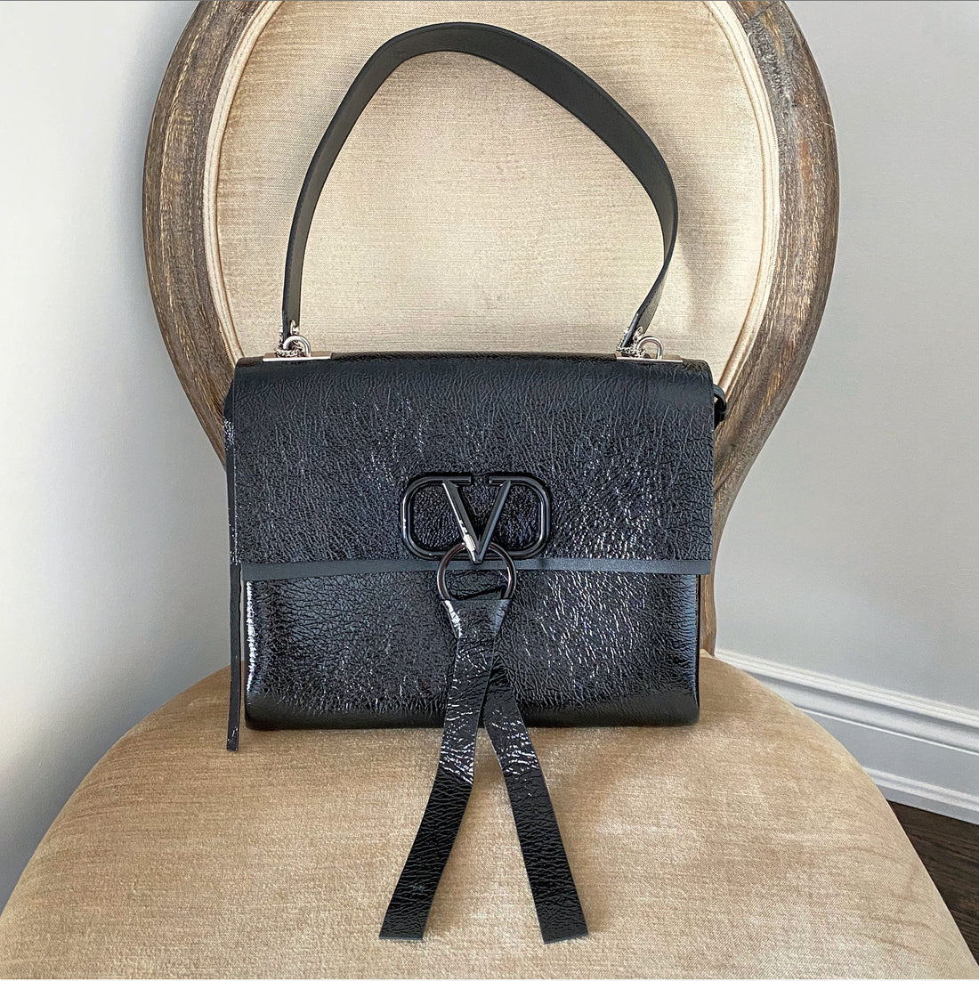 Valentino Vring Naplak Black Patent Shoulder Bag – I MISS YOU VINTAGE