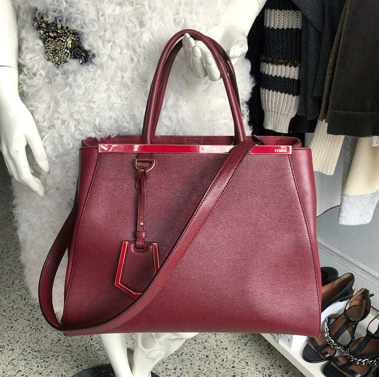 Fendi 2 Jours Dark Red Two Way Tote Shoulder Bag – I MISS YOU VINTAGE