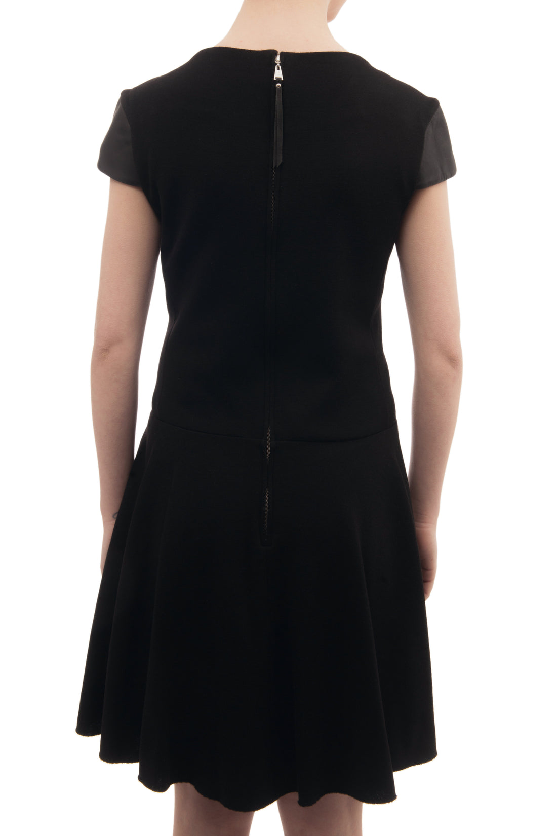 Louis Vuitton Black Wool Knit Jersey Dress with Leather Cap Sleeves – I MISS YOU VINTAGE