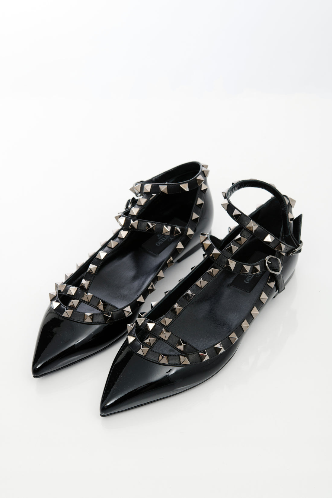 Valentino Black Patent Leather Rock Stud Flat Shoes – I MISS YOU VINTAGE