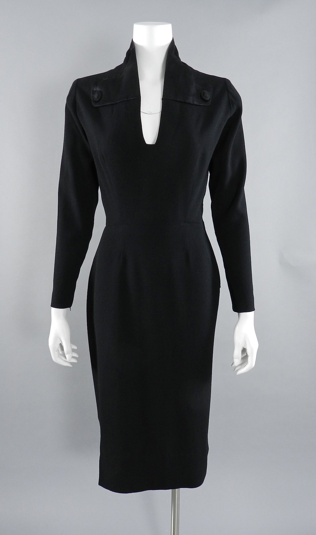 Pierre Balmain 1950's Couture Black Wool Dress – I MISS YOU VINTAGE