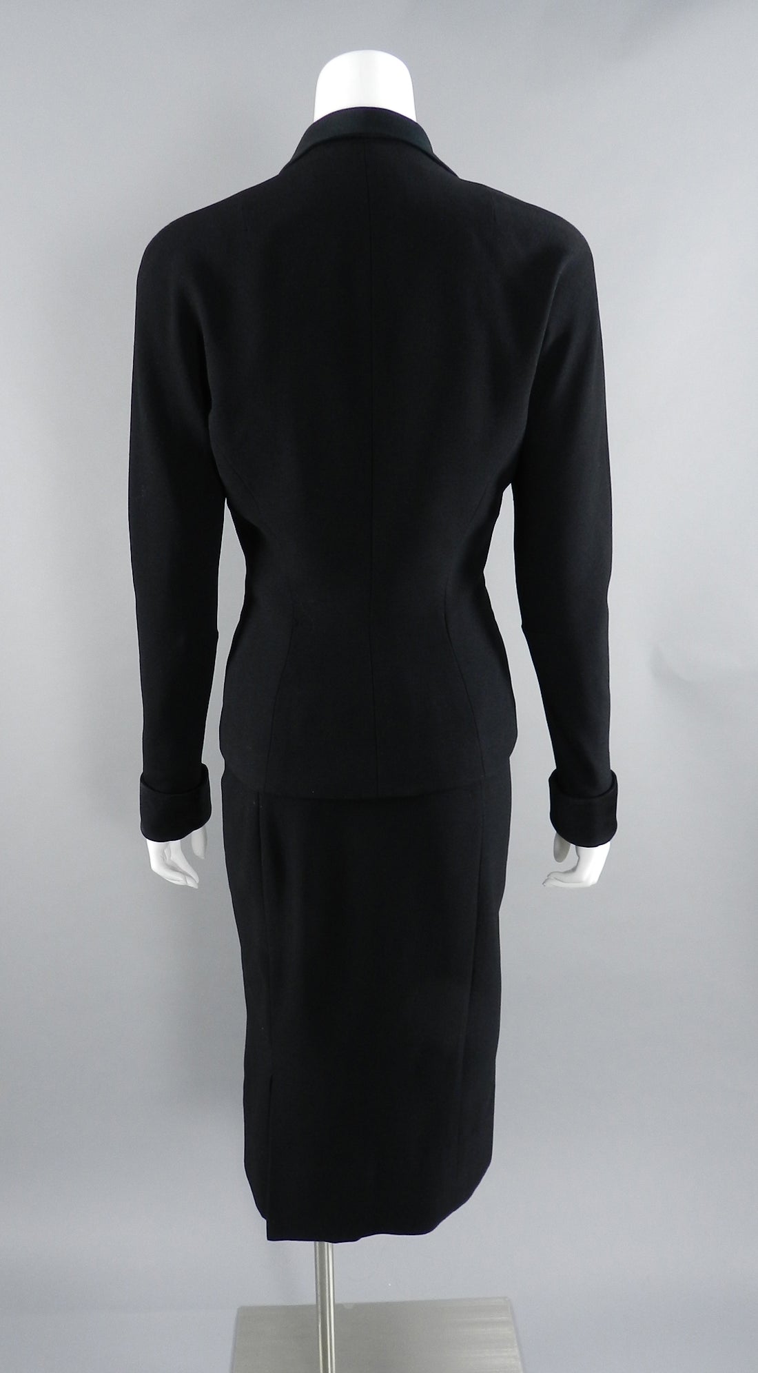Pierre Balmain 1950's Black Silk Satin and Wool Skirt Suit – I MISS YOU ...