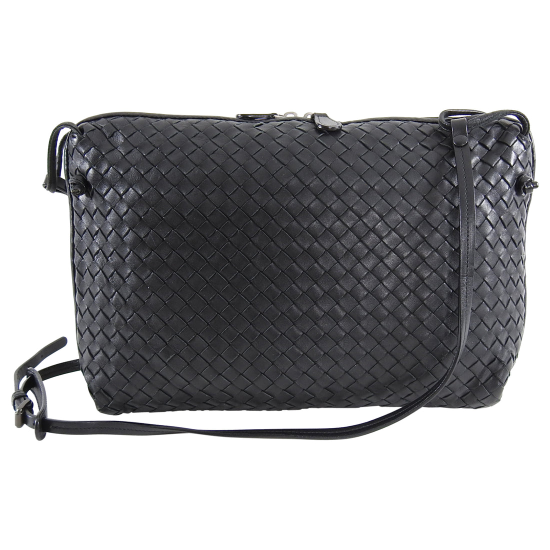 Bottega Veneta Black Nodini Intrecciato Leather Pillow Crossbody Bag ...