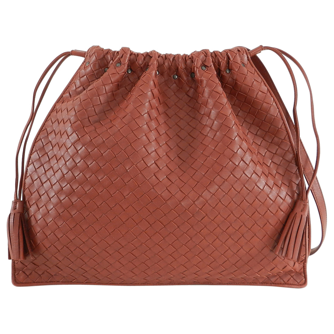 Bottega Veneta Brick Red Intrecciato Leather Drawstring Bag – I MISS ...