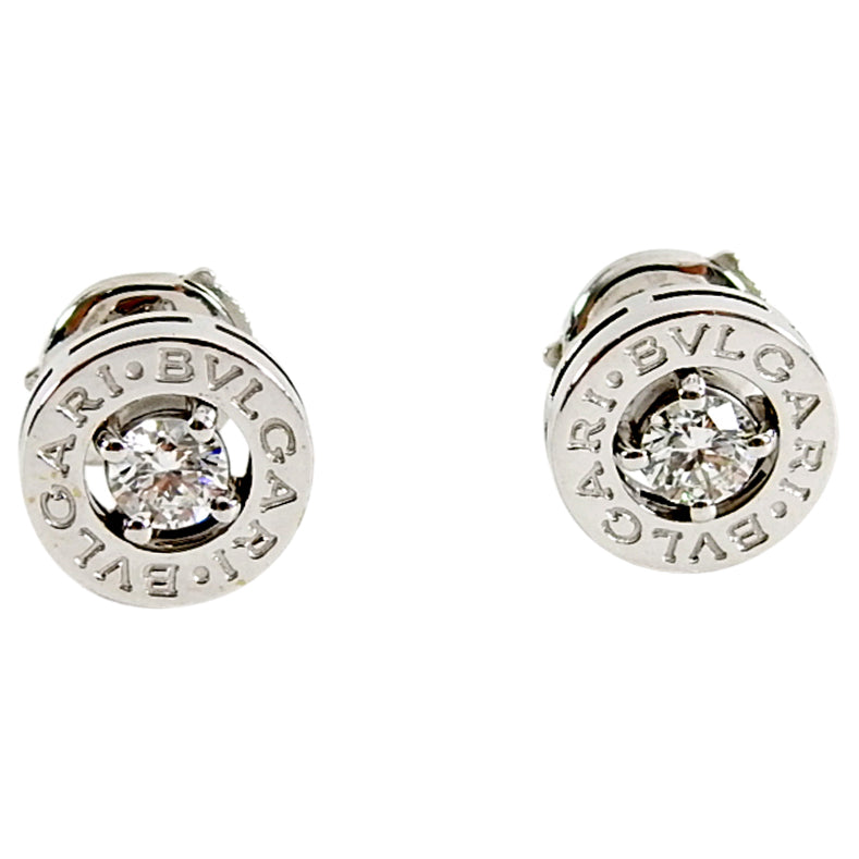 Bulgari Bvlgari 18K White Gold Diamond Logo Stud Earrings – I MISS YOU  VINTAGE