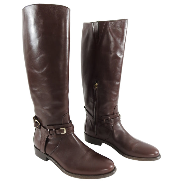 Burberry Tall Brown Leather Riding Boots - 39 – I MISS YOU VINTAGE