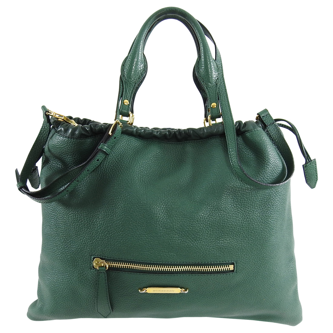 Burberry Green Large Leather Tote Bag with Shoulder Strap – I MISS YOU ...