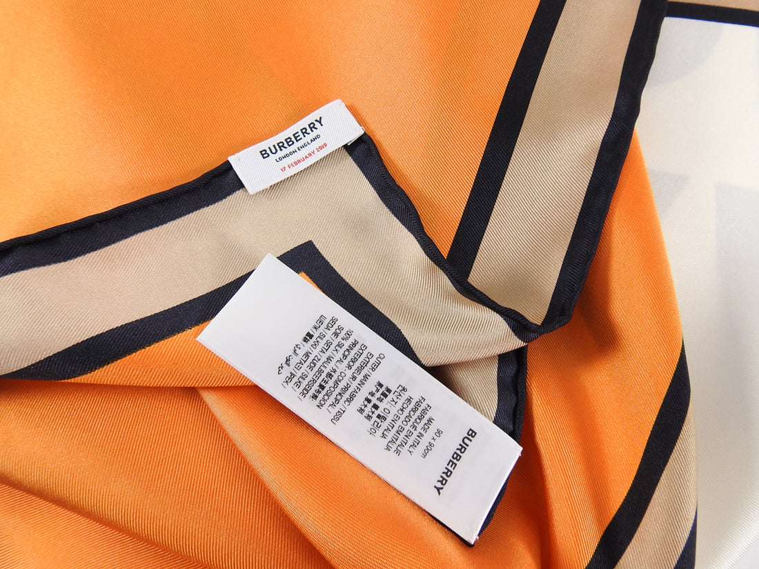 Burberry London Orange Silk 90cm Logo Runway Show Attendee Scarf – I MISS  YOU VINTAGE