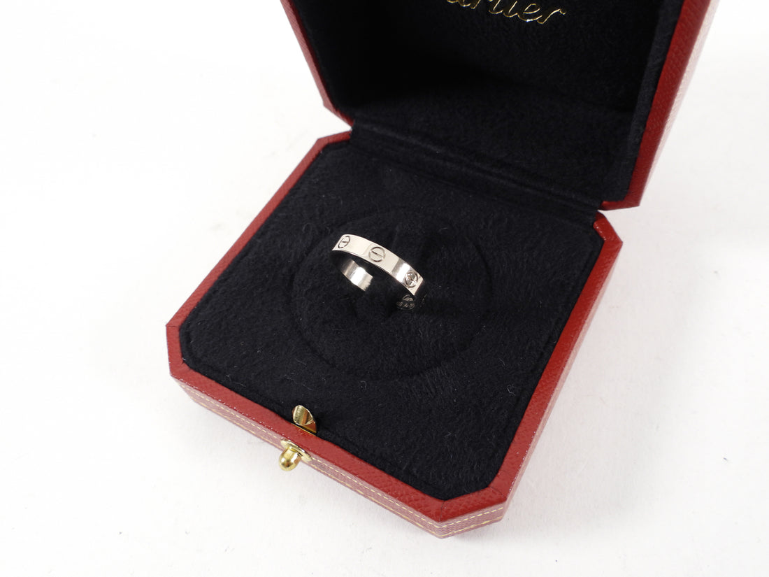 Cartier 18k White Gold Thin Love Wedding Band Ring - 55 / 7-1/4