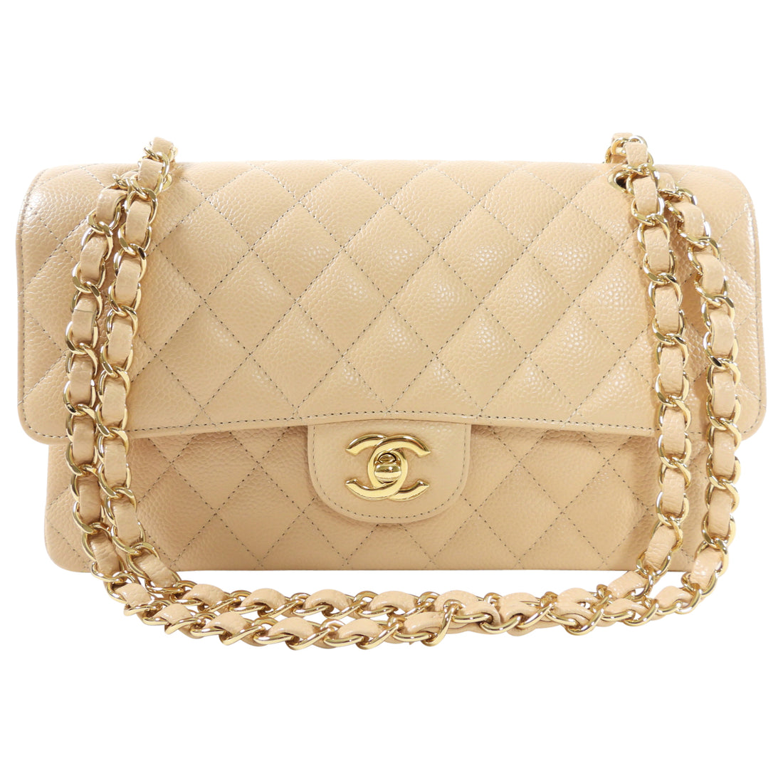 Chanel Medium beige caviar classic flap bag Leather ref152383  Joli Closet