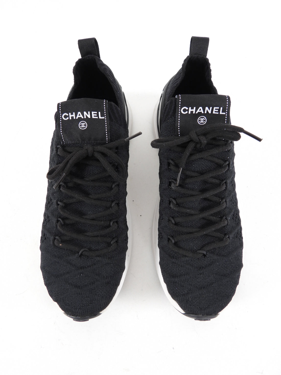 Chanel Black Mesh Logo Sock Runner Shoes  (USA 7) – I MISS YOU VINTAGE