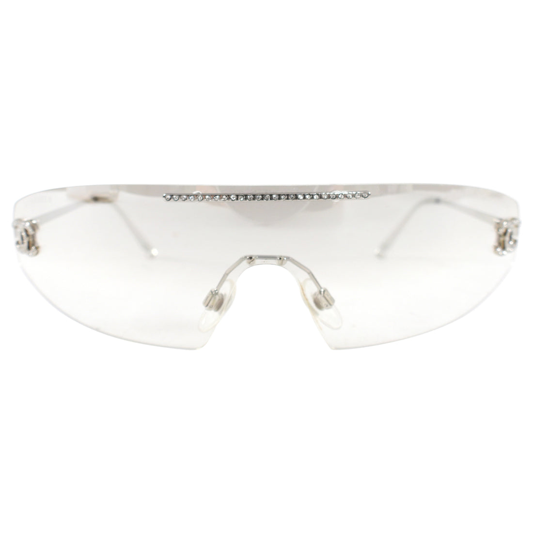 Chanel Vintage Early 2000's Clear Shield Sunglasses with Crystal CC – I  MISS YOU VINTAGE