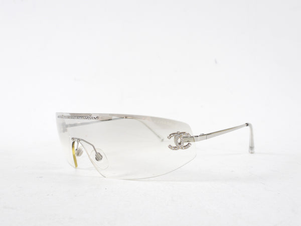 Chanel Vintage Early 2000's Clear Shield Sunglasses with Crystal CC – I  MISS YOU VINTAGE