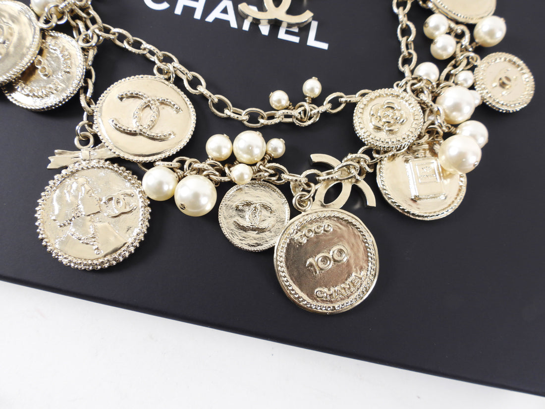 Chanel 14P 100th Anniversary Gold Coin Pearl Long Necklace – I MISS YOU  VINTAGE