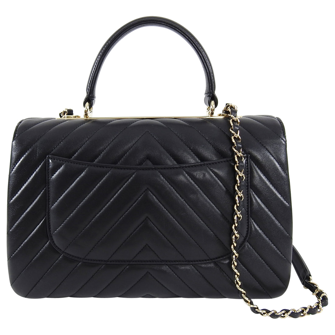 Chanel Trendy CC Top Handle Bag Chevron Lambskin Small Gray 404542