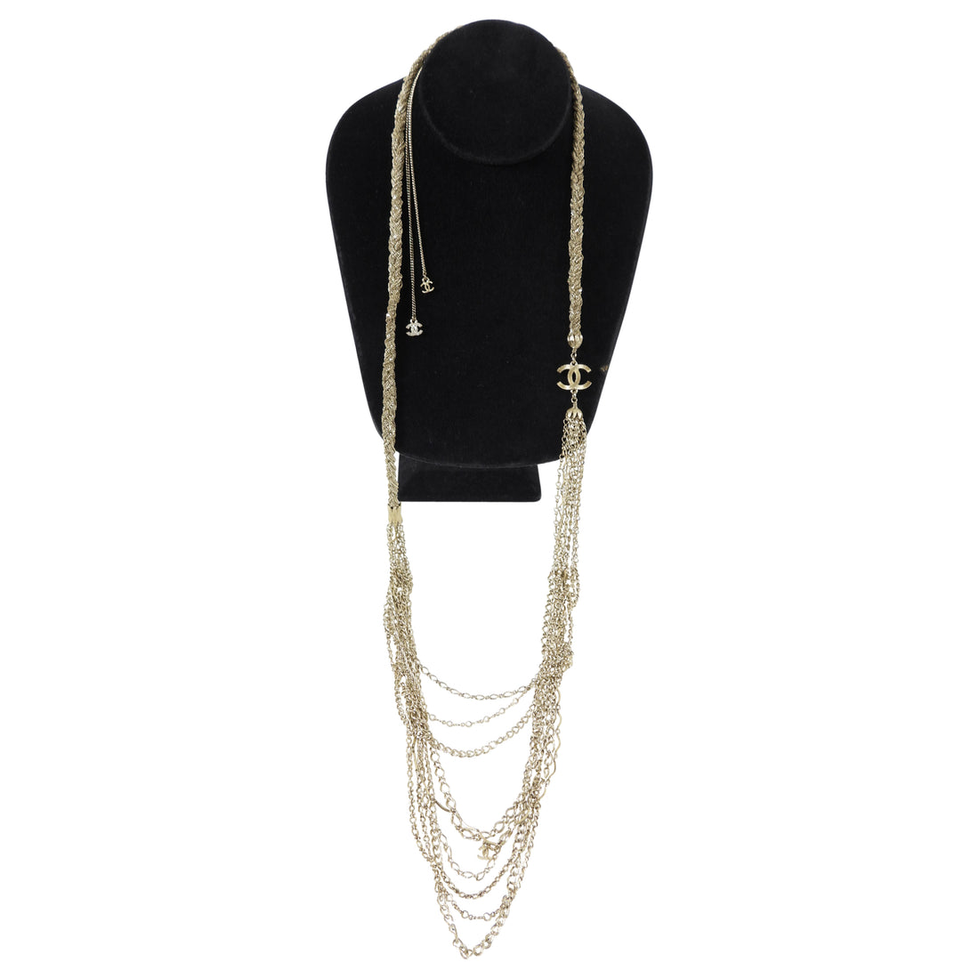 Chanel 10P Goldtone Chain Braided Layered Long Necklace – I MISS YOU VINTAGE