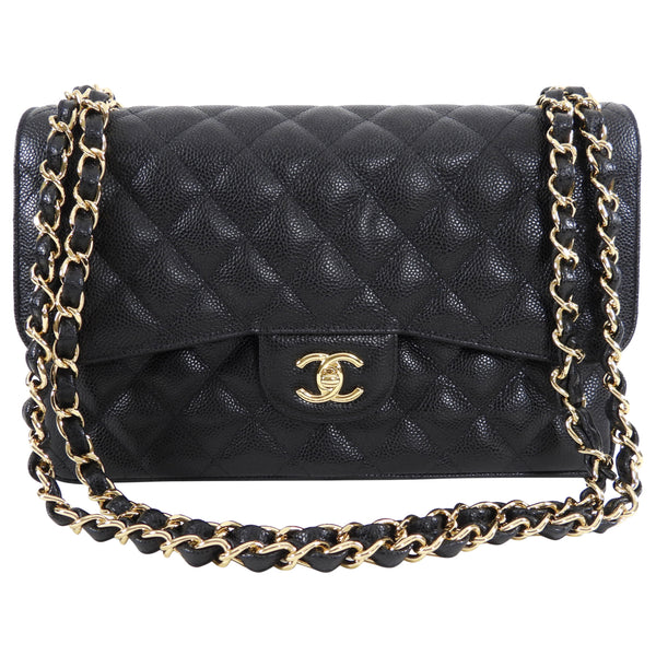 Chanel Black Caviar Jumbo Classic Double Flap Bag - GHW – I MISS YOU ...