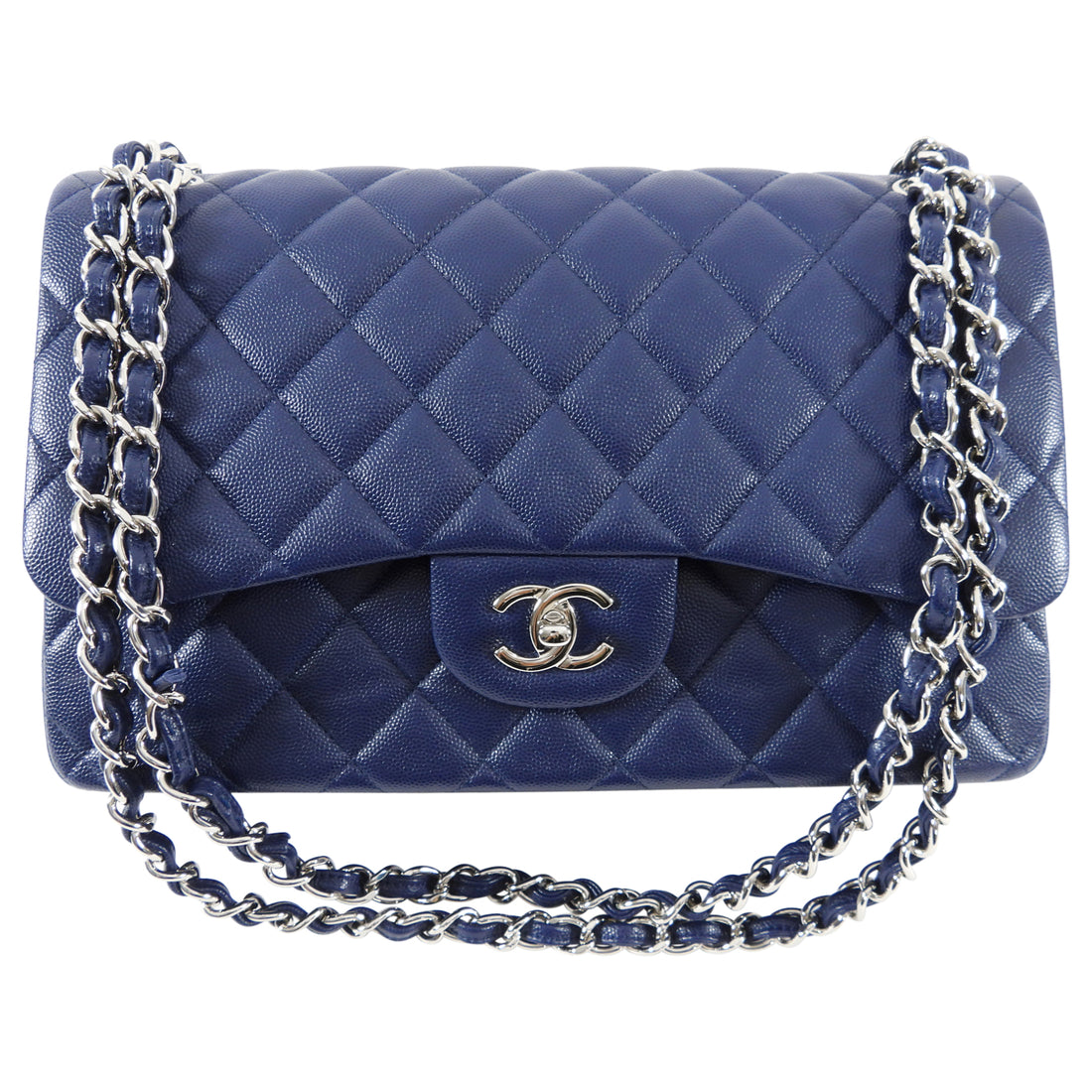 Chanel Navy Blue Jumbo Caviar Classic Double Flap Bag SHW – I MISS YOU  VINTAGE