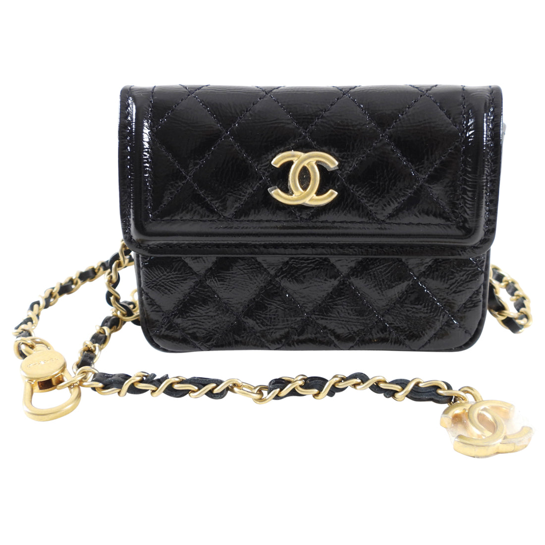 Chanel Black Patent Micro Flap Chain Belt Bag – I MISS YOU VINTAGE