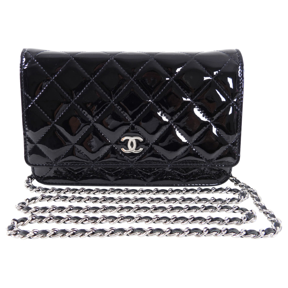 CHANEL WOC Wallet On Chain Bag Lambskin  GoldTone Metal Black  Chelsea  Vintage Couture