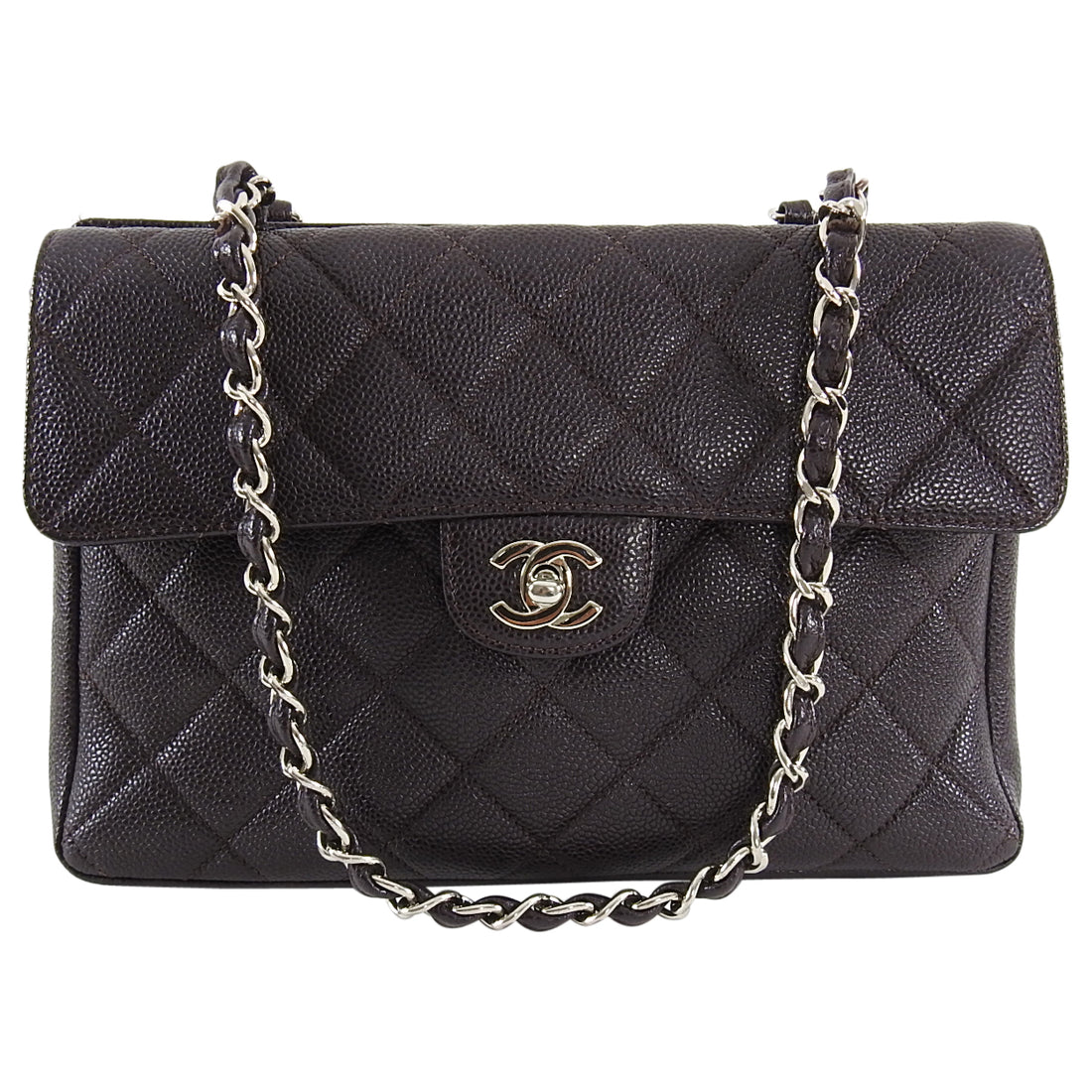 Chanel Medium Dark Purple Caviar Classic Flap Front Bag – I MISS YOU ...