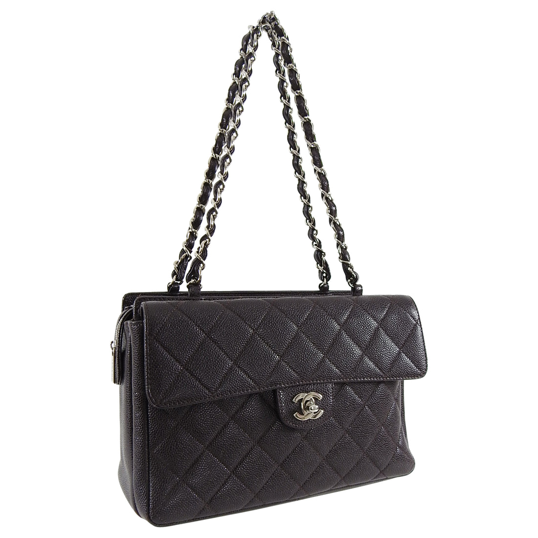 Chanel Medium Dark Purple Caviar Classic Flap Front Bag – I MISS YOU ...