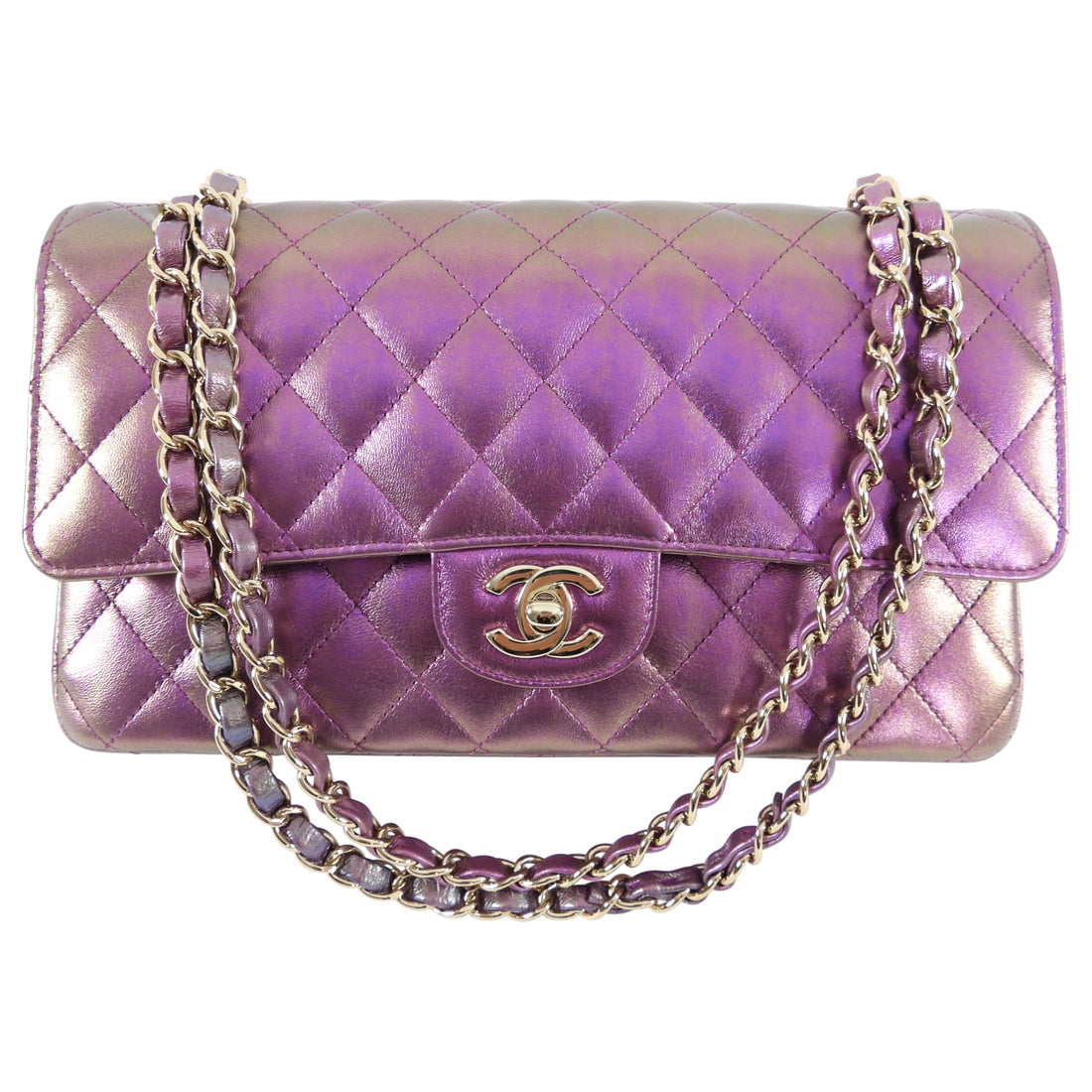 CHANEL, Bags, Authentic Chanel Mini Vanity Iridescent Purple Bag