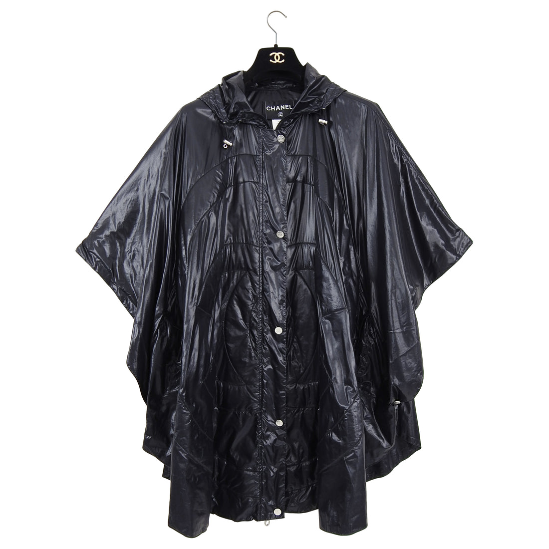 Chanel Black Nylon Hooded Poncho Raincoat with CC Logo - S – I MISS YOU ...