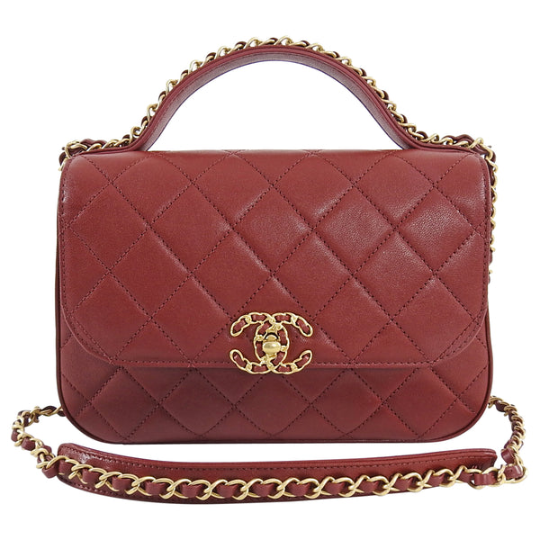 Chanel 19B Burgundy Red Quilted Top Handle Flap Bag – I MISS YOU VINTAGE