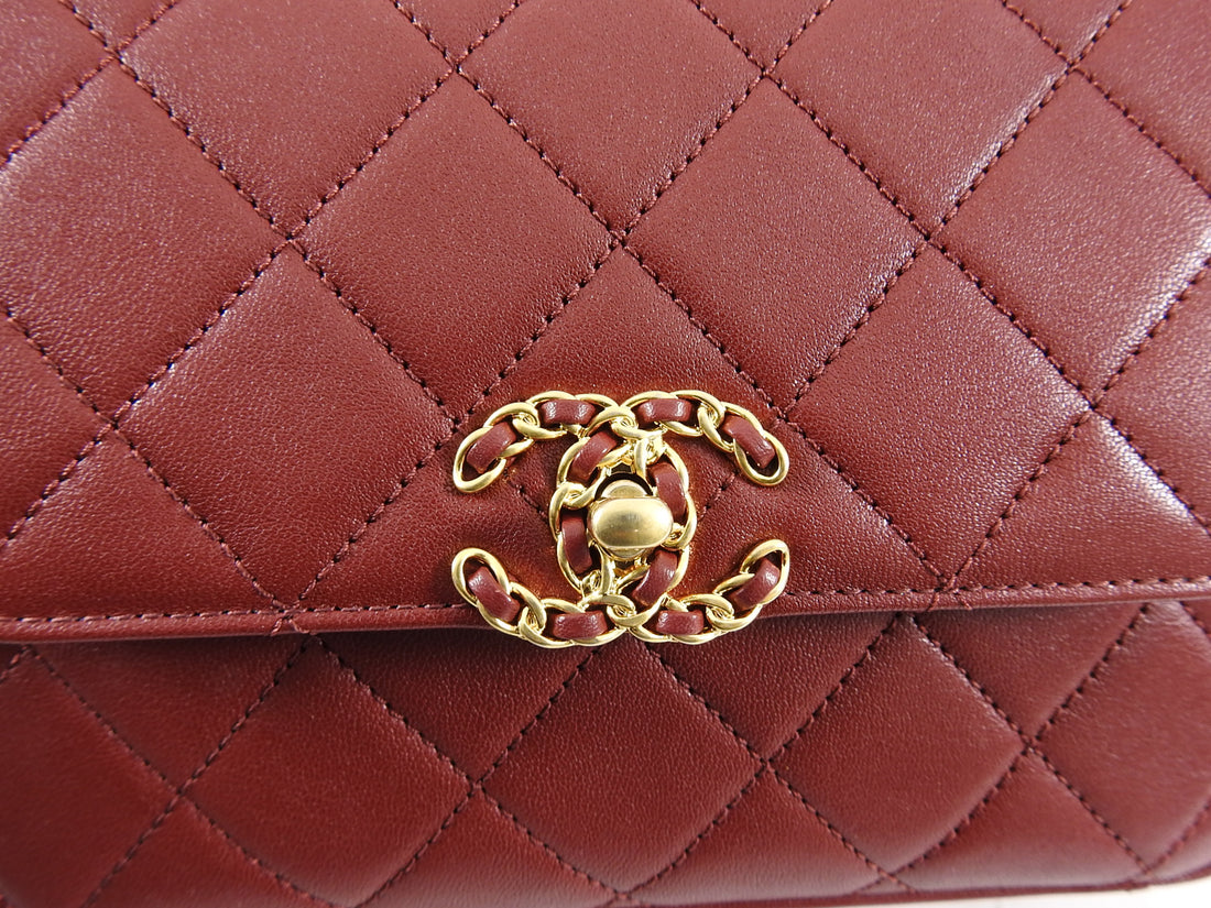 Chanel 19B Burgundy Red Quilted Top Handle Flap Bag – I MISS YOU VINTAGE