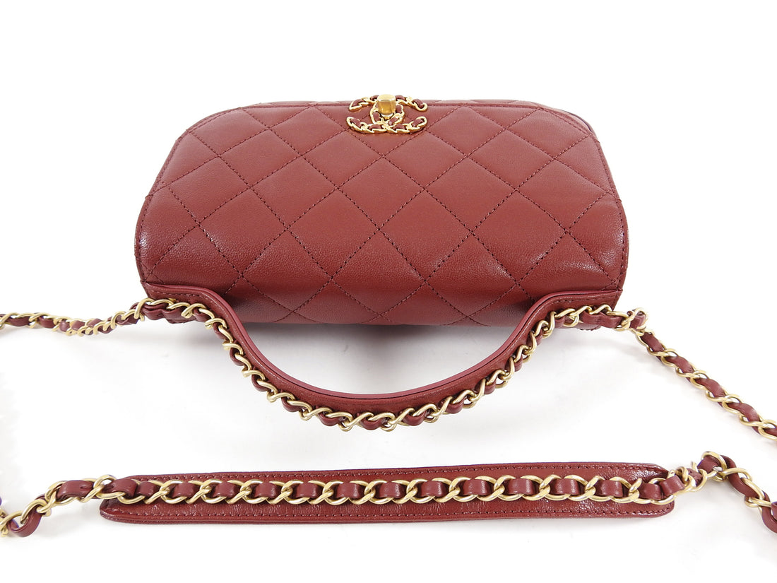 Chanel 19B Burgundy Red Quilted Top Handle Flap Bag – I MISS YOU VINTAGE