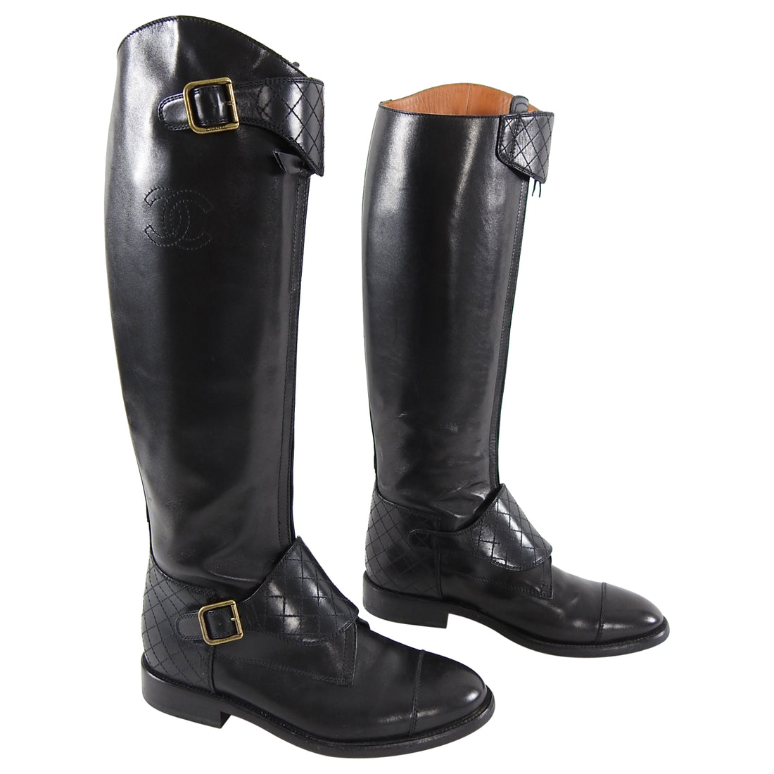 CHANEL  Shoes  Reduced Chanel Riding Boots Black Leather  Poshmark