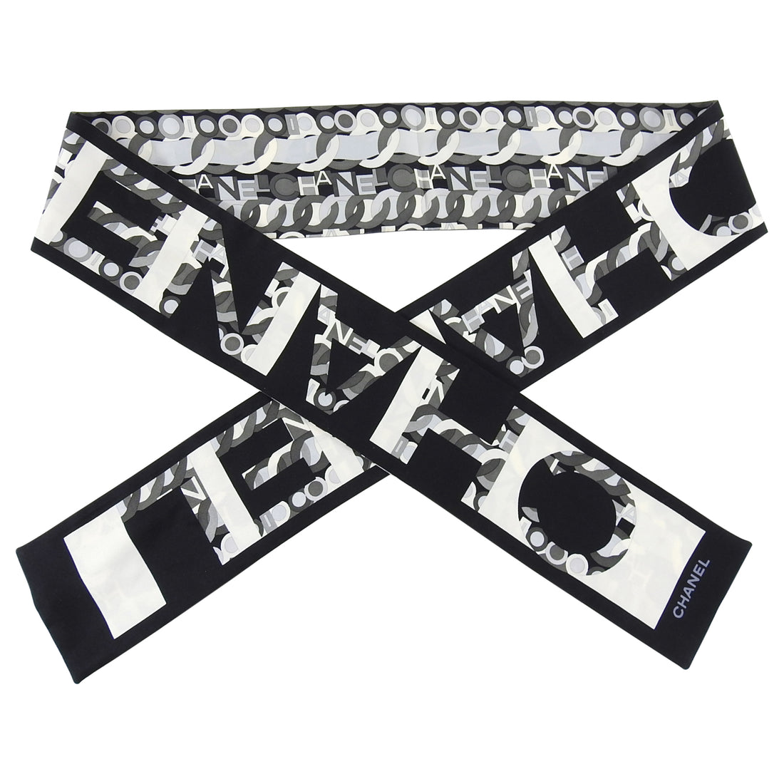 CHANEL CHANEL scarf wrap logo silk Black White Used Women CC Coco Product  Code2104101996977BRAND OFF Online Store