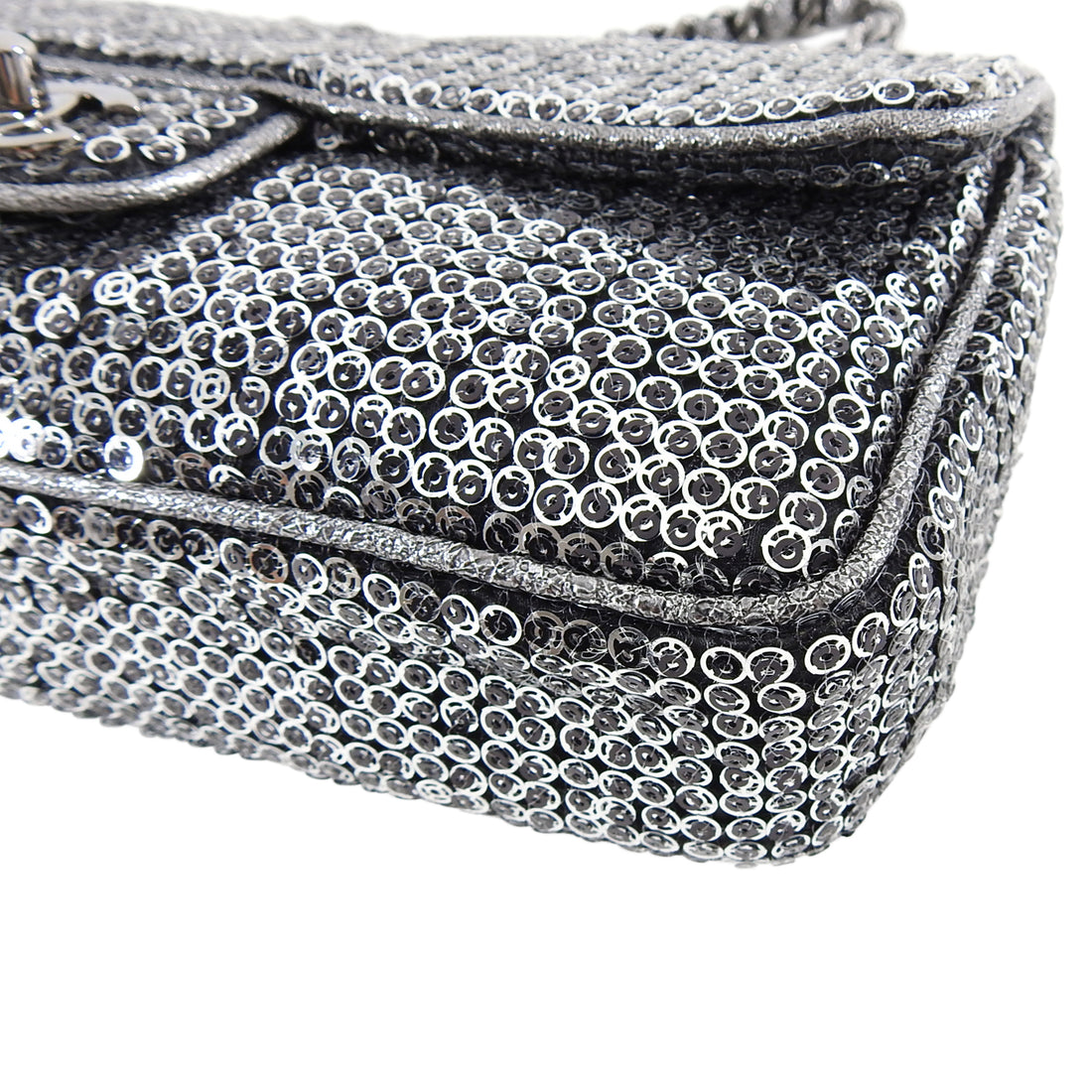 silver glitter chanel bag