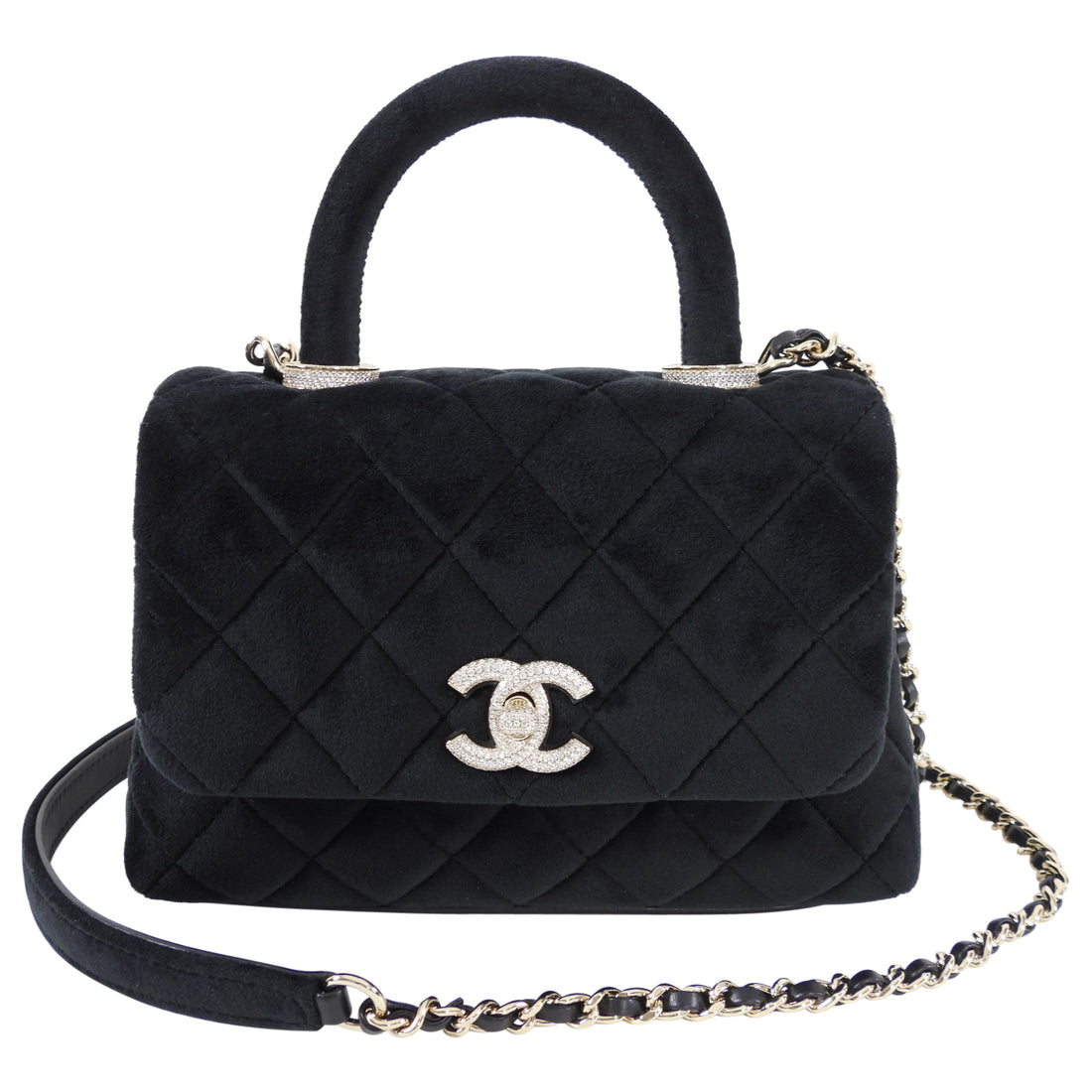 Preowned Chanel Velvet Chain Handbag In Black  ModeSens  Bags Chanel bag  Handbag