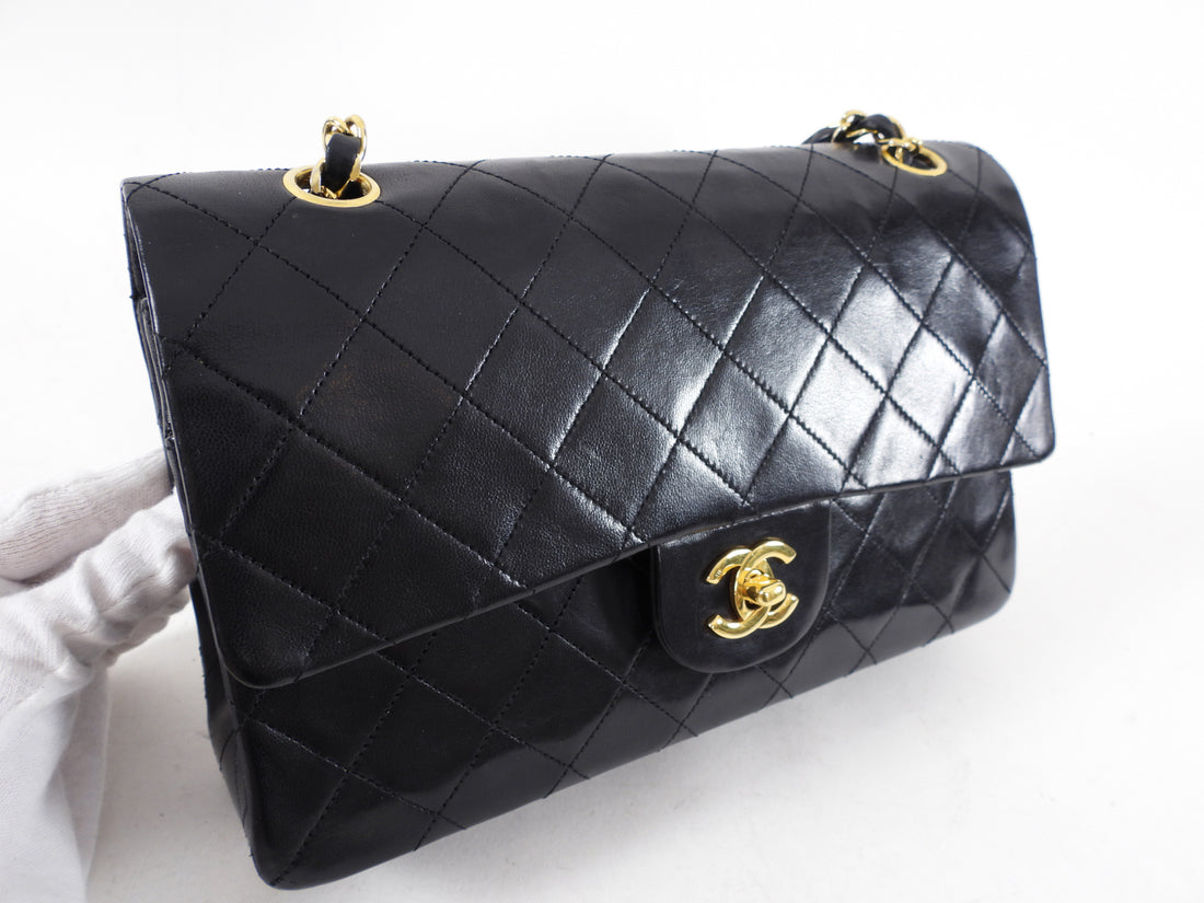 Chanel Vintage Black Quilted Lambskin Medium Tall Flap Gold