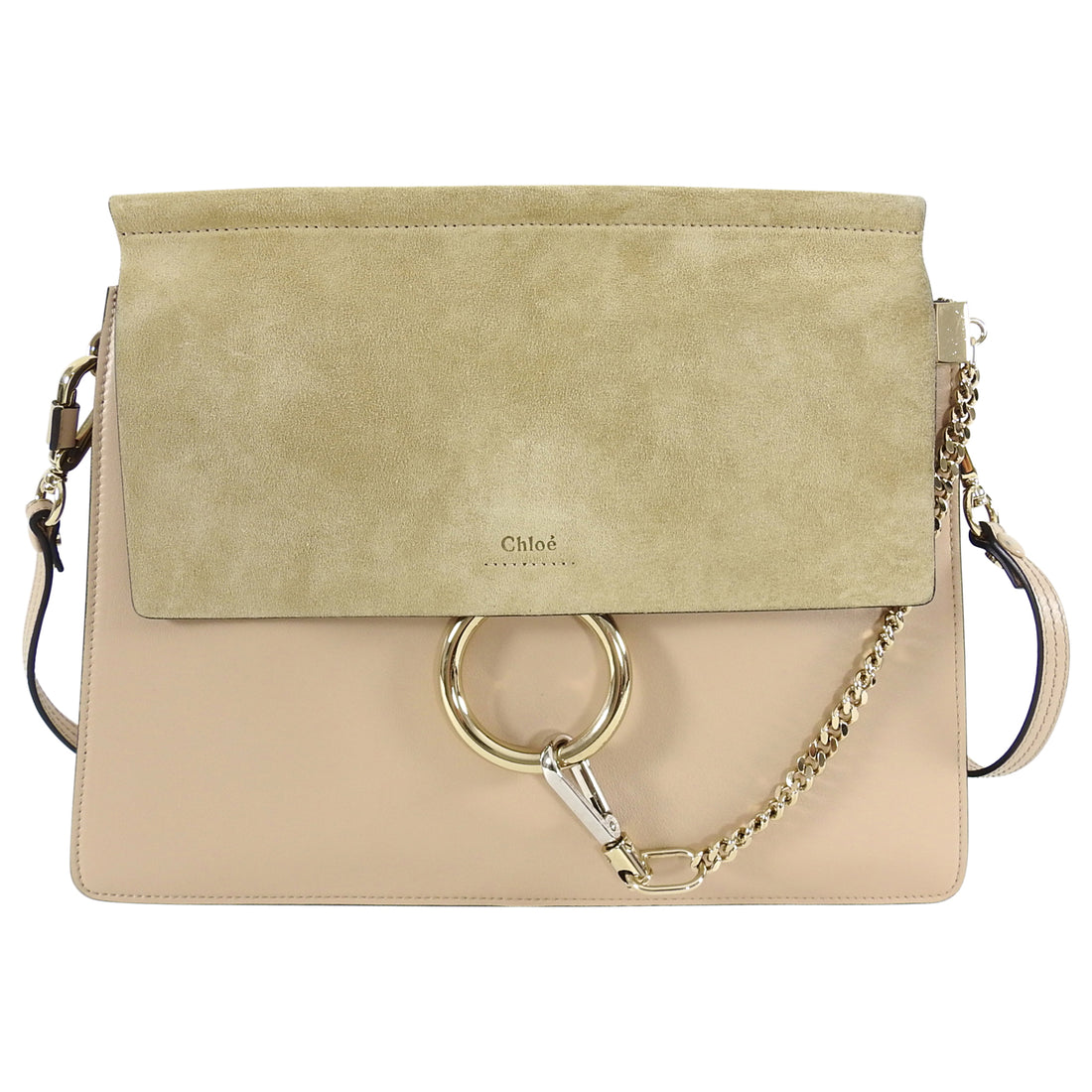 Chloe Faye Medium Beige Suede and Leather Chain Bag