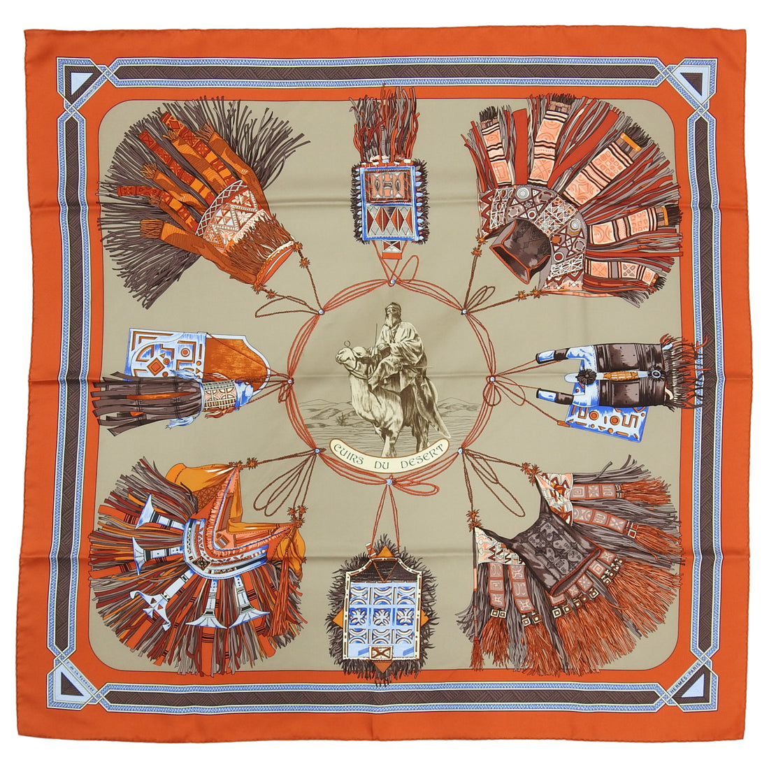 Hermes Cuirs du Desert Silk Twill 90cm Scarf in Box – I MISS YOU VINTAGE