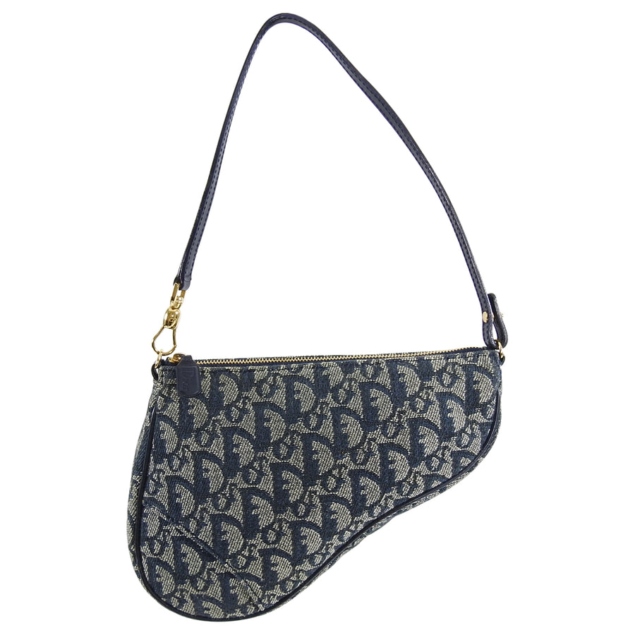 Christian Dior Vintage Blue Monogram Canvas Mini Saddle Bag – I MISS YOU VINTAGE