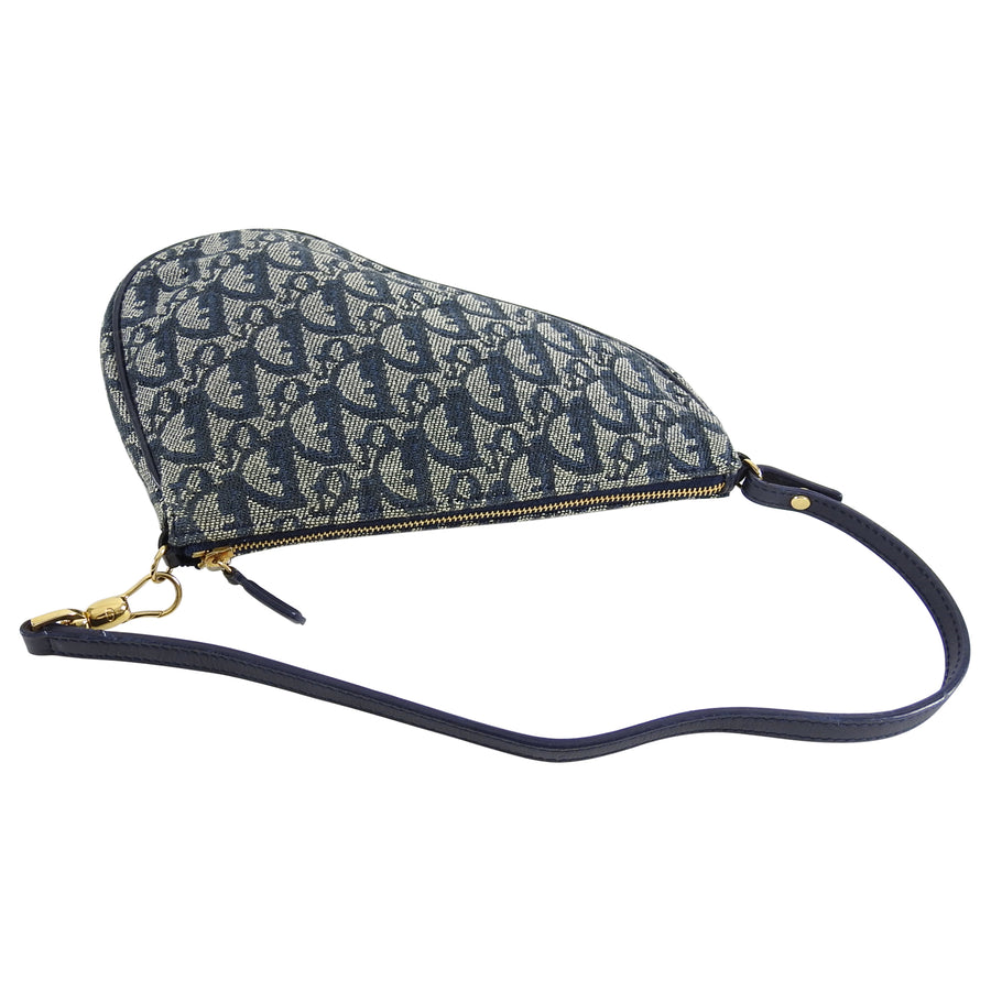 Christian Dior Vintage Blue Monogram Canvas Mini Saddle Bag – I MISS YOU VINTAGE