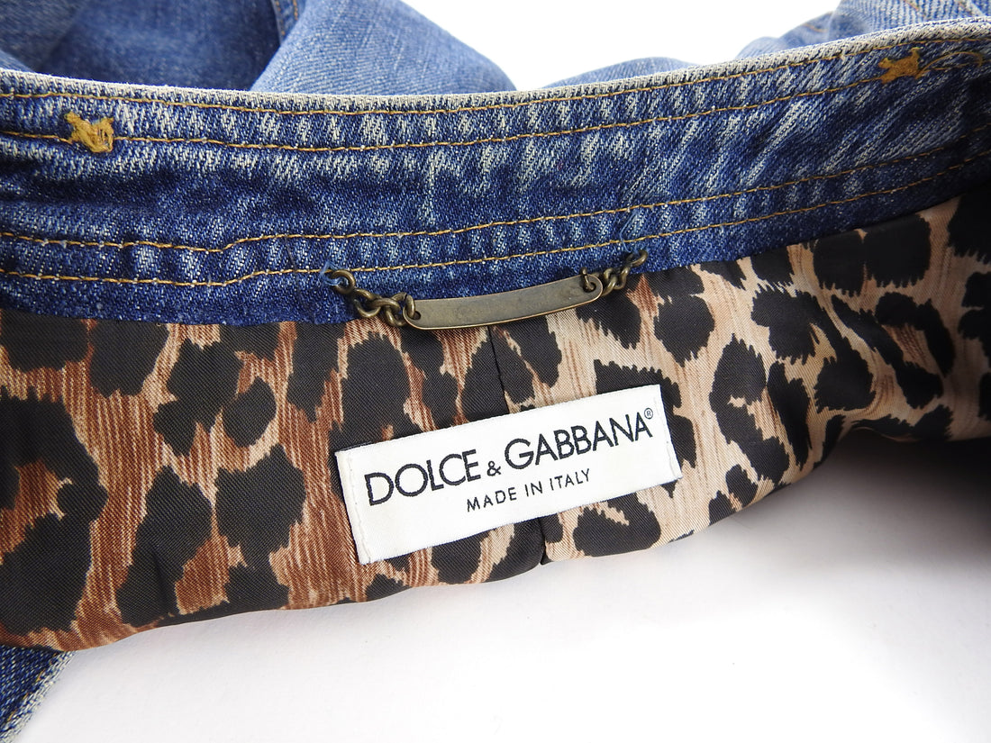 Dolce & Gabbana Denim Jacket with Leopard Pattern Lining - IT42 / 6 – I ...