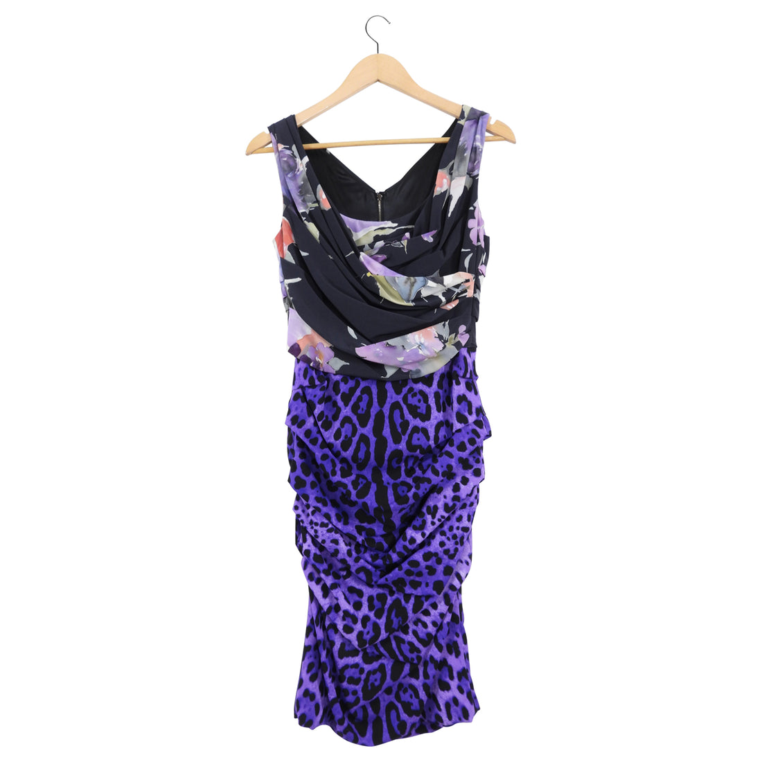 Dolce & Gabbana Purple Leopard and Floral Print Silk Dress - S / USA 4 – I  MISS YOU VINTAGE