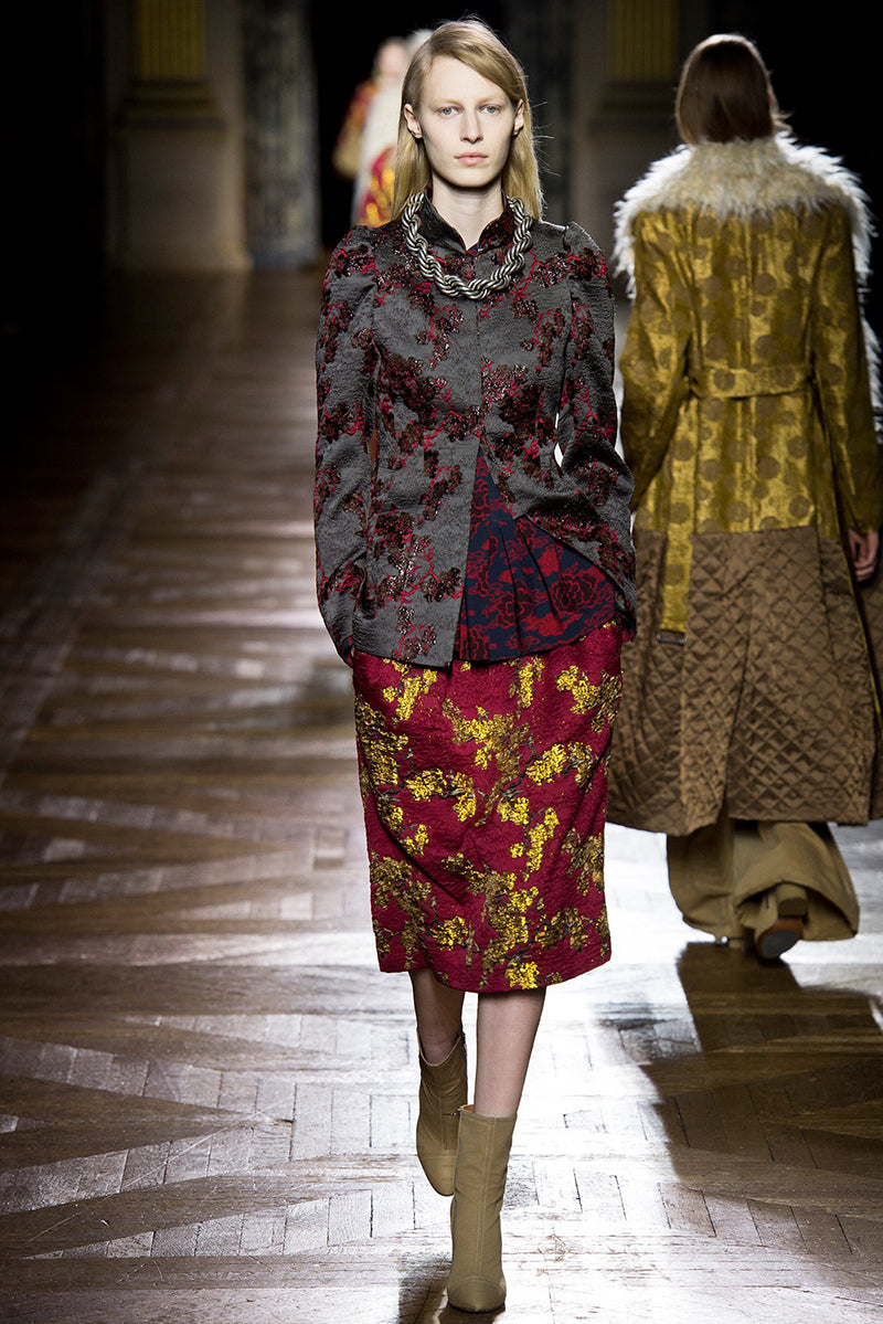 Dries Van Noten Fall 2015 Red and Gold Brocade Jacket - 38 – I MISS YOU VINTAGE