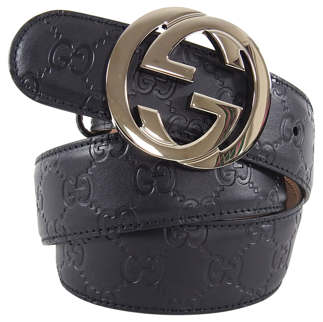 gg black leather belt