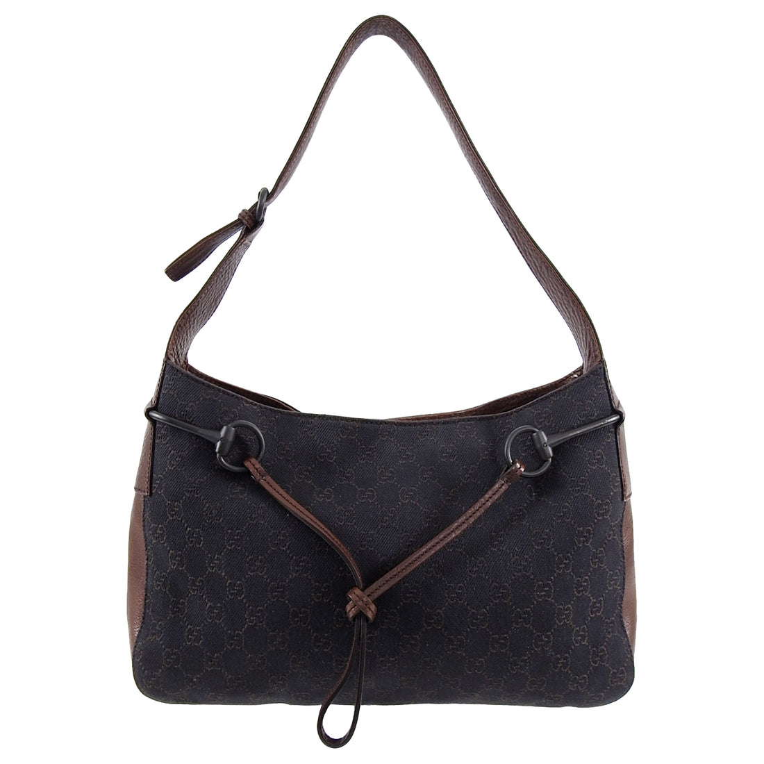 Gucci Brown Leather and Monogram Canvas Horsebit Hobo Bag – I MISS YOU ...