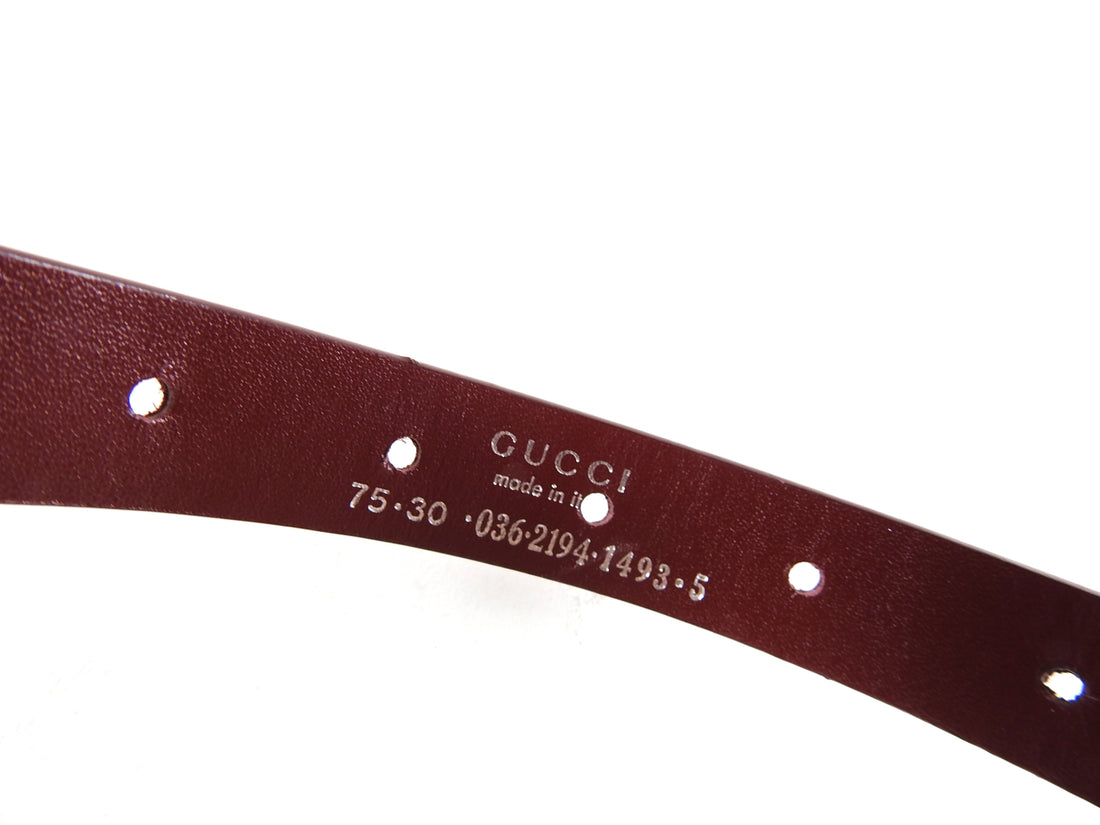 Gucci Early 2000's Vintage Burgundy G Logo Belt - 75/30 – I MISS YOU ...